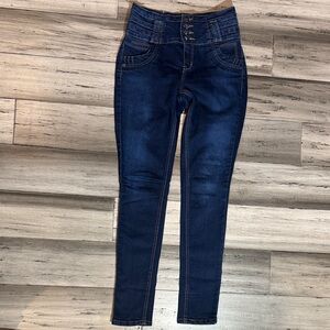 High-Rise Dark Blue Women's Skinny Jeans